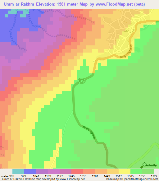 Umm ar Rakhm,Jordan Elevation Map