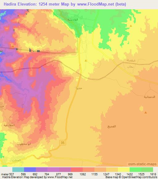 Hadira,Jordan Elevation Map