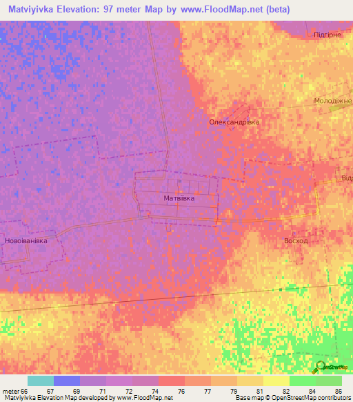 Matviyivka,Ukraine Elevation Map