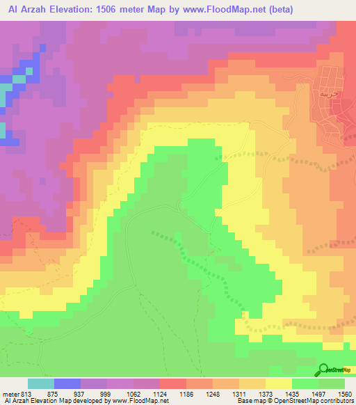 Al Arzah,Jordan Elevation Map