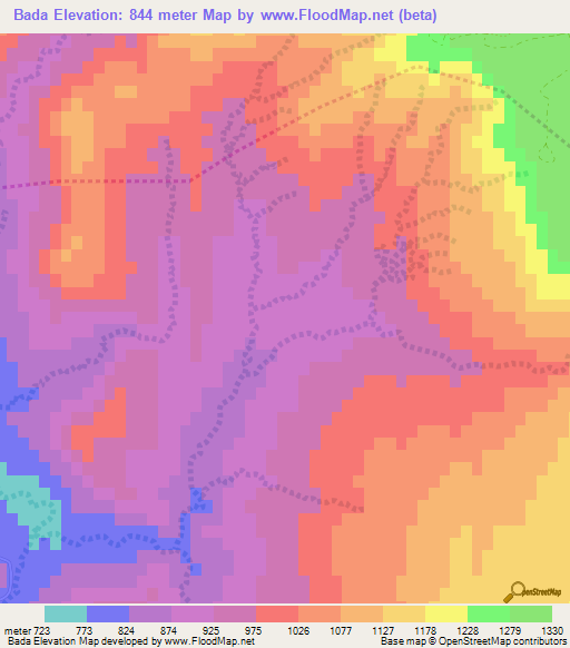 Bada,Jordan Elevation Map