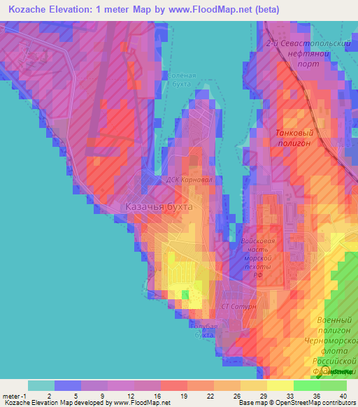 Kozache,Ukraine Elevation Map