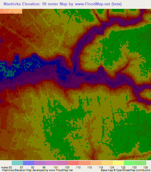 Mashivka,Ukraine Elevation Map