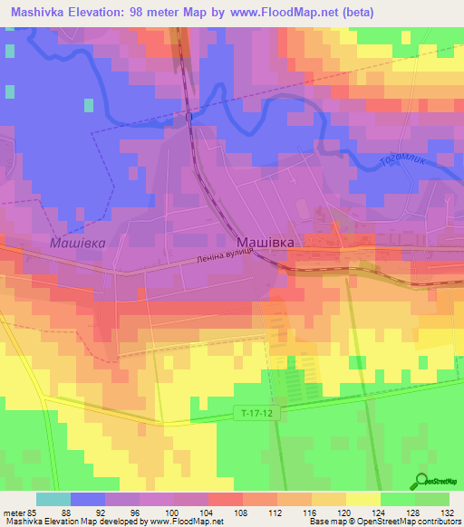 Mashivka,Ukraine Elevation Map
