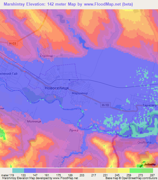 Marshintsy,Ukraine Elevation Map