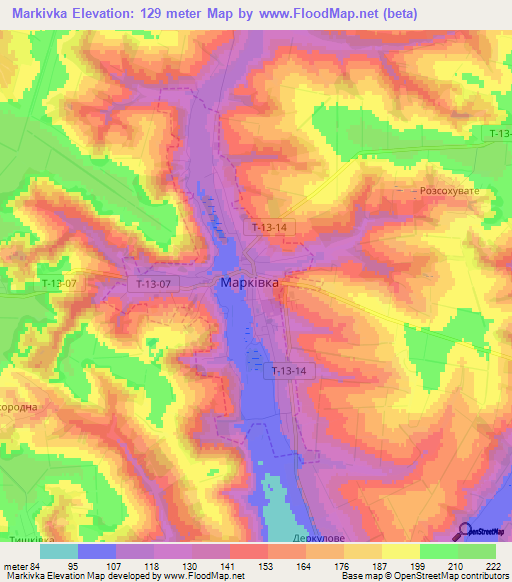 Markivka,Ukraine Elevation Map