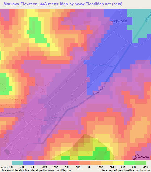 Markova,Ukraine Elevation Map