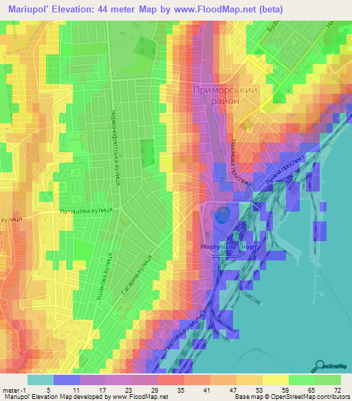 Mariupol',Ukraine Elevation Map