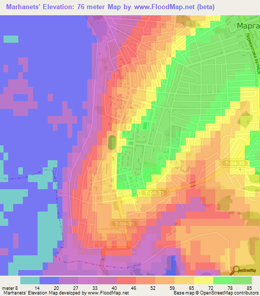 Marhanets',Ukraine Elevation Map
