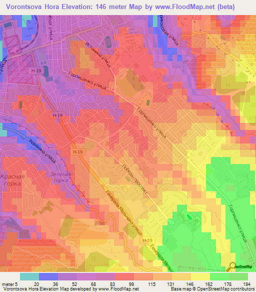 Vorontsova Hora,Ukraine Elevation Map