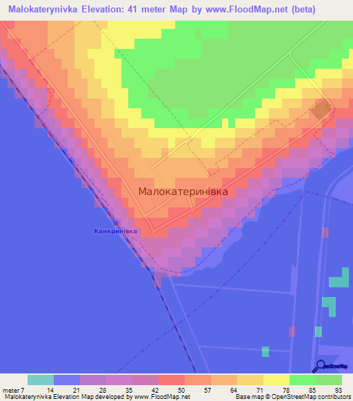 Malokaterynivka,Ukraine Elevation Map