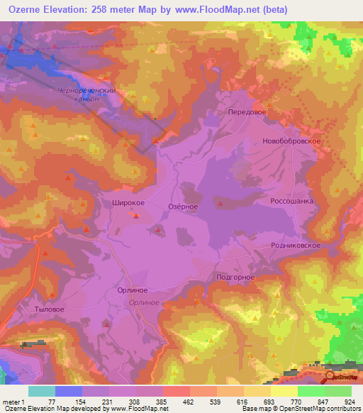 Ozerne,Ukraine Elevation Map