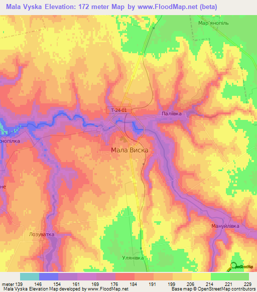 Mala Vyska,Ukraine Elevation Map