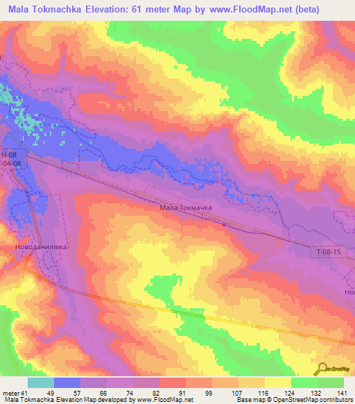 Mala Tokmachka,Ukraine Elevation Map