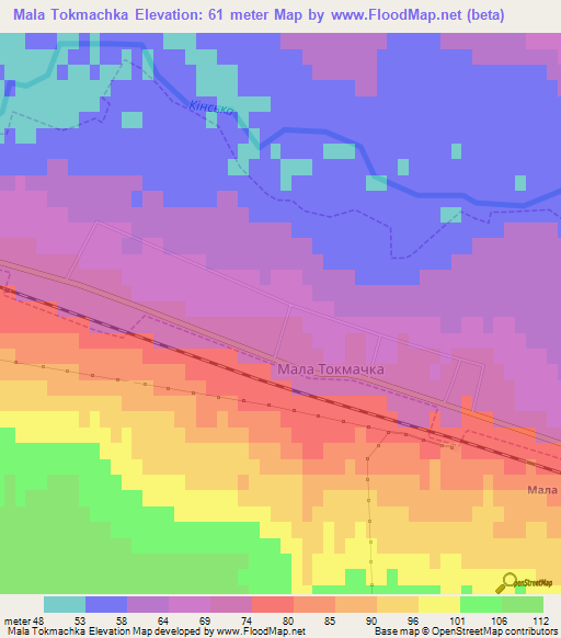 Mala Tokmachka,Ukraine Elevation Map