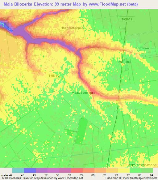 Mala Bilozerka,Ukraine Elevation Map