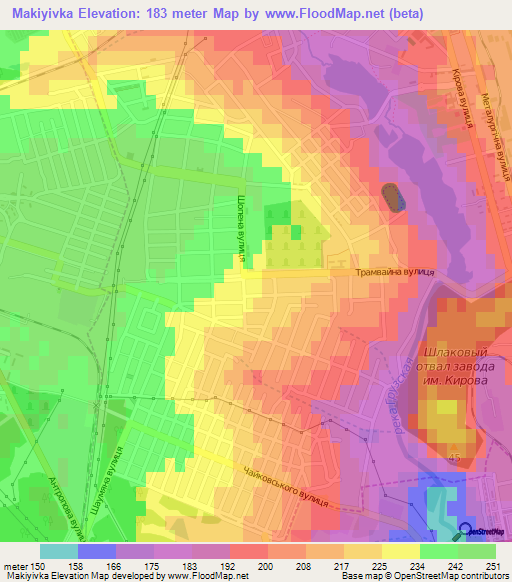 Makiyivka,Ukraine Elevation Map