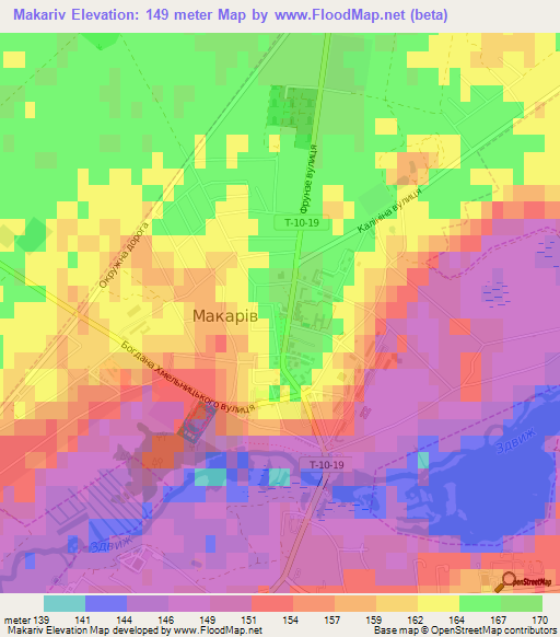 Makariv,Ukraine Elevation Map