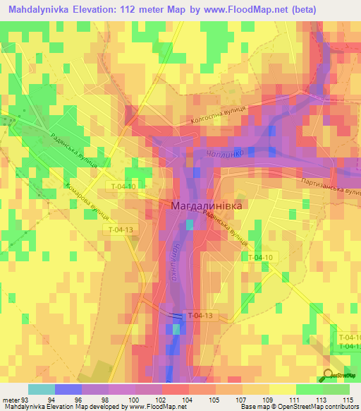 Mahdalynivka,Ukraine Elevation Map