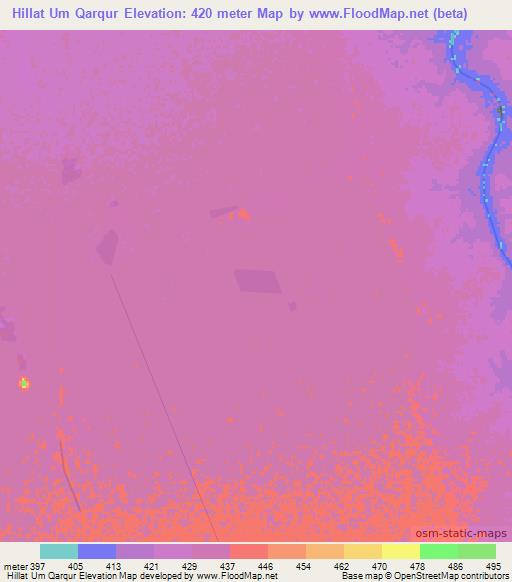 Hillat Um Qarqur,Sudan Elevation Map