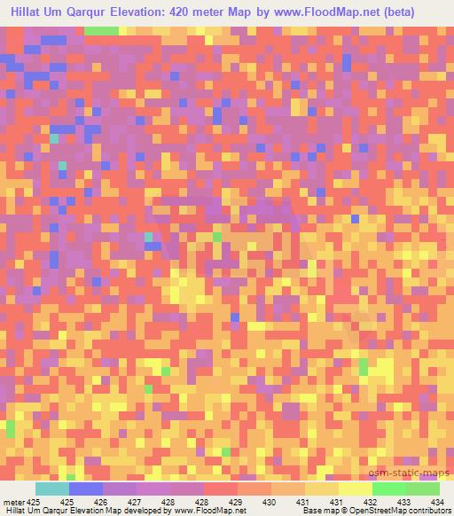 Hillat Um Qarqur,Sudan Elevation Map