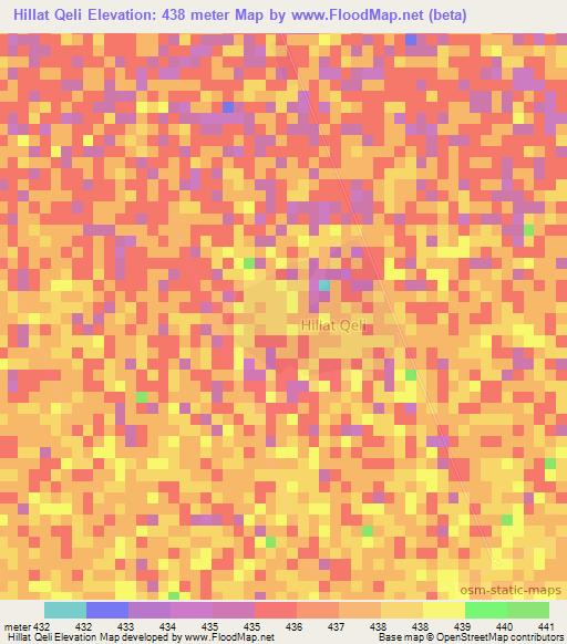 Hillat Qeli,Sudan Elevation Map