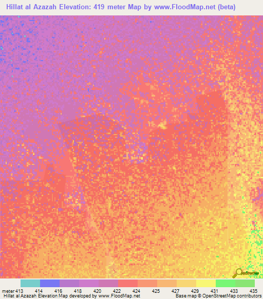 Hillat al Azazah,Sudan Elevation Map