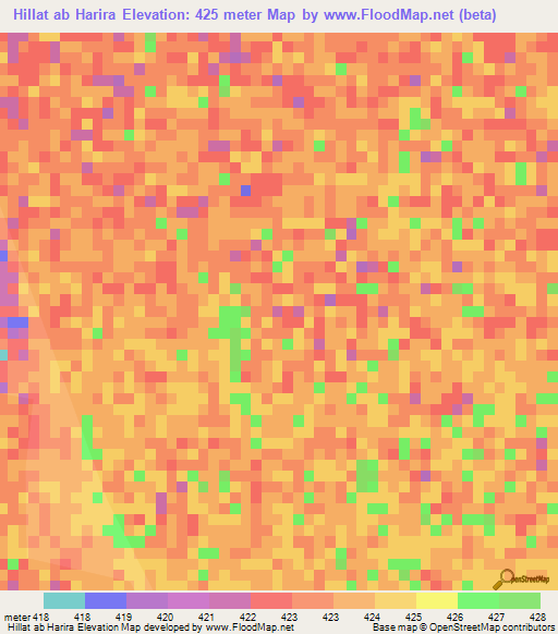 Hillat ab Harira,Sudan Elevation Map