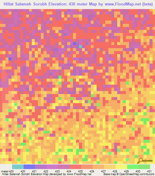 Hillat Salamah Sorobh,Sudan Elevation Map