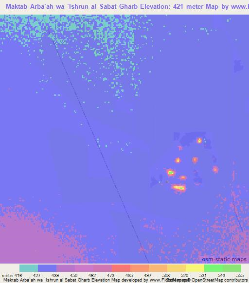 Maktab Arba`ah wa `Ishrun al Sabat Gharb,Sudan Elevation Map