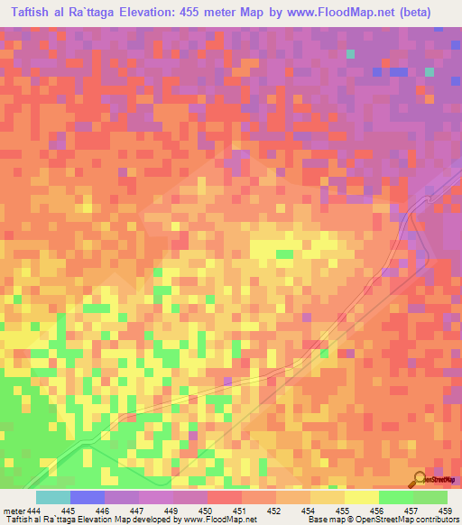 Taftish al Ra`ttaga,Sudan Elevation Map