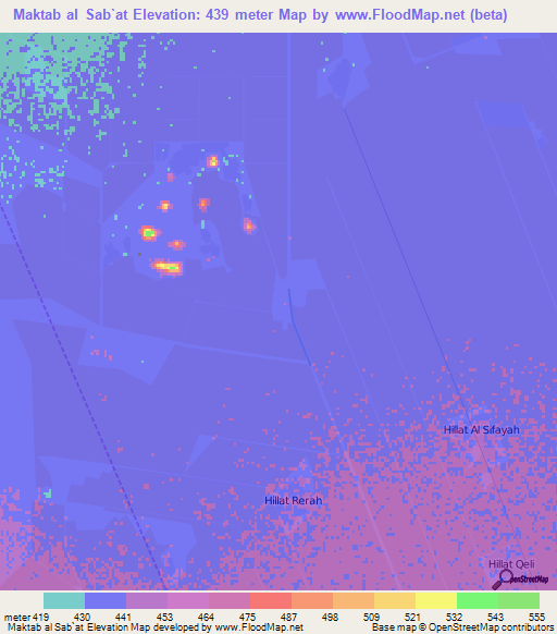 Maktab al Sab`at,Sudan Elevation Map