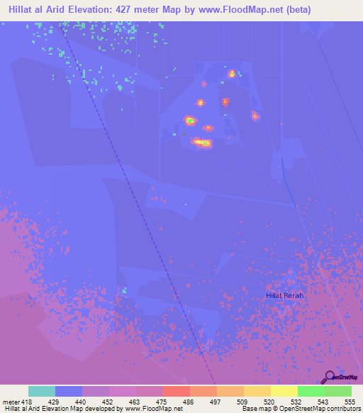 Hillat al Arid,Sudan Elevation Map