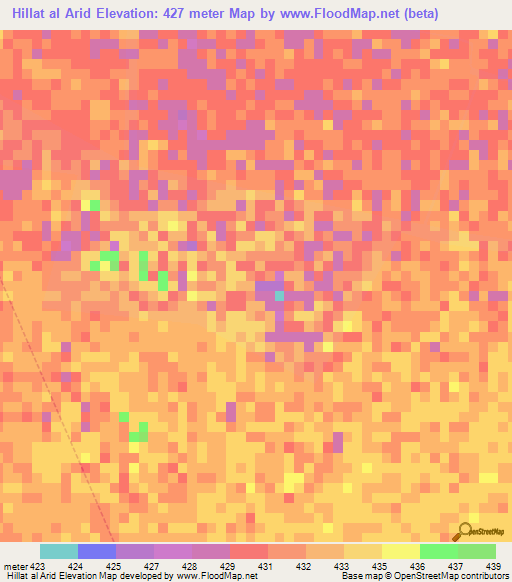 Hillat al Arid,Sudan Elevation Map