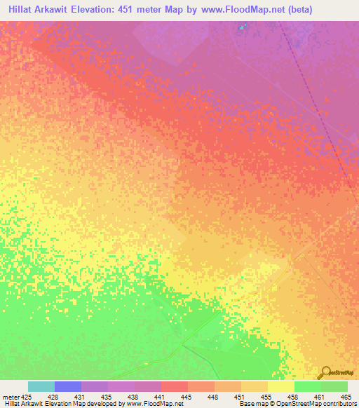 Hillat Arkawit,Sudan Elevation Map