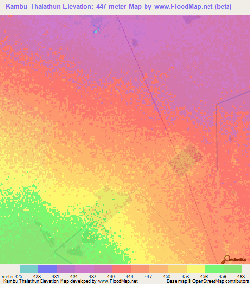 Kambu Thalathun,Sudan Elevation Map