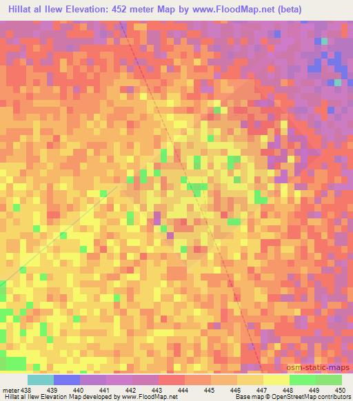 Hillat al Ilew,Sudan Elevation Map
