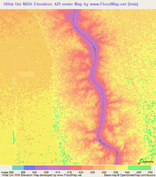 Hillat Um Milih,Sudan Elevation Map