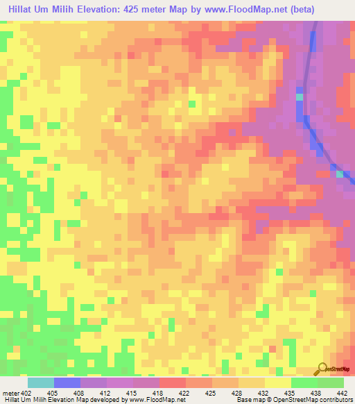 Hillat Um Milih,Sudan Elevation Map