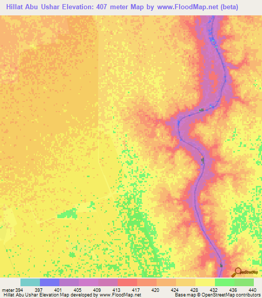 Hillat Abu Ushar,Sudan Elevation Map