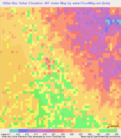 Hillat Abu Ushar,Sudan Elevation Map