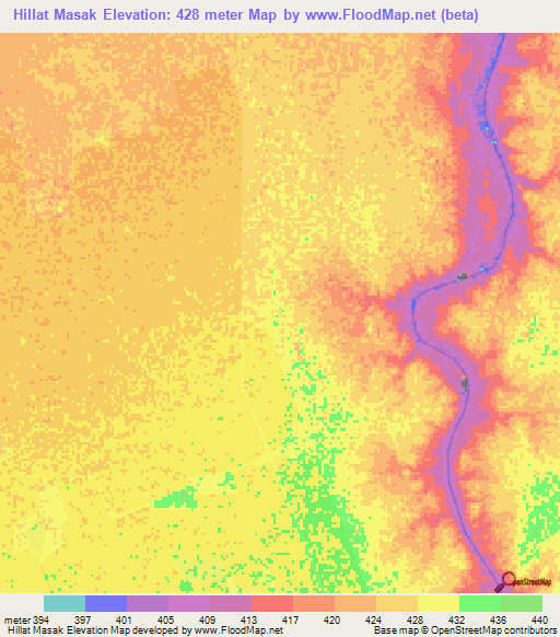 Hillat Masak,Sudan Elevation Map