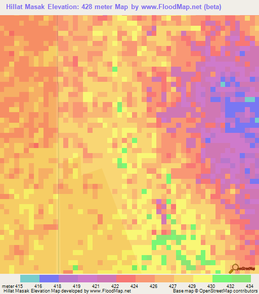Hillat Masak,Sudan Elevation Map