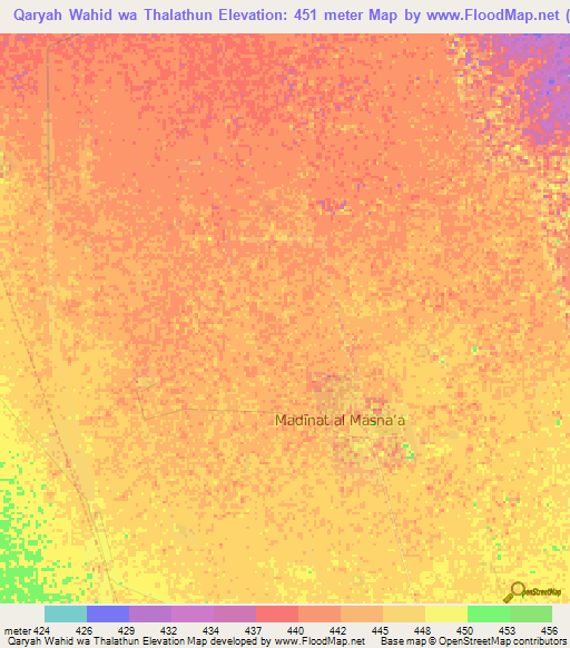 Qaryah Wahid wa Thalathun,Sudan Elevation Map