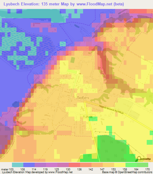 Lyubech,Ukraine Elevation Map