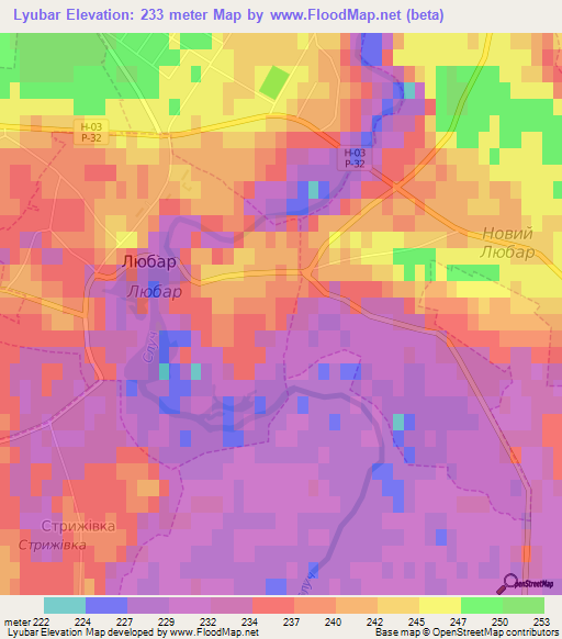 Lyubar,Ukraine Elevation Map
