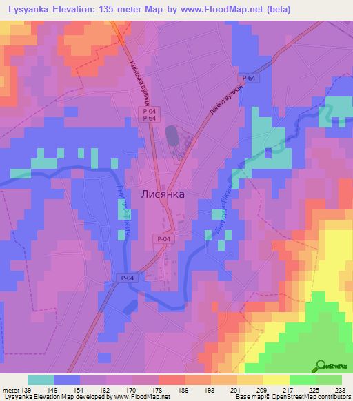 Lysyanka,Ukraine Elevation Map