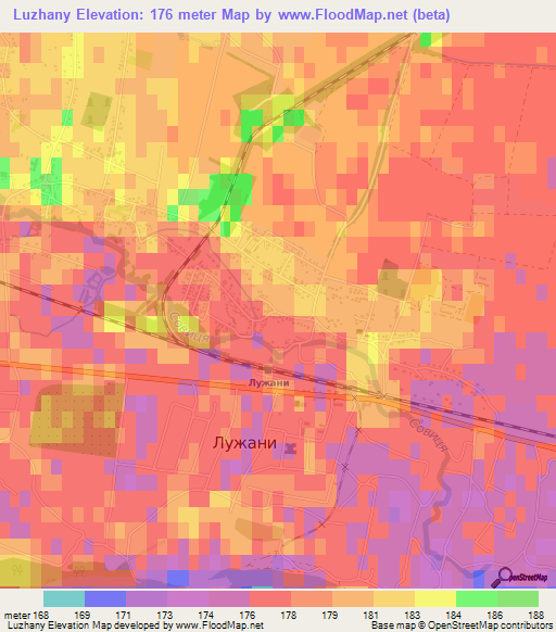 Luzhany,Ukraine Elevation Map