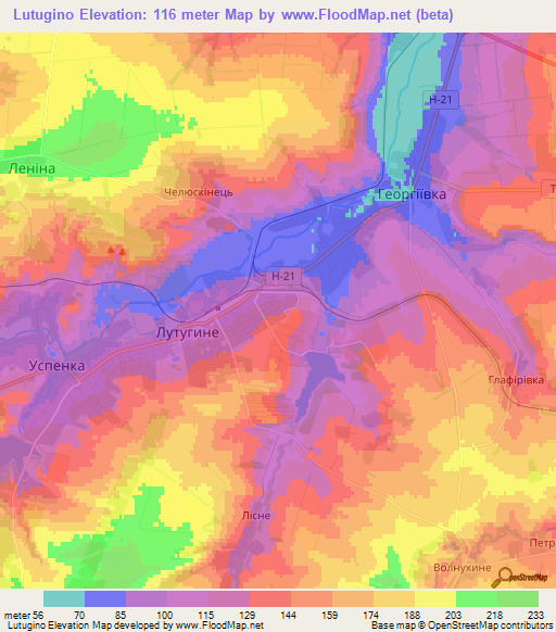 Lutugino,Ukraine Elevation Map