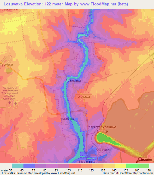 Lozuvatka,Ukraine Elevation Map